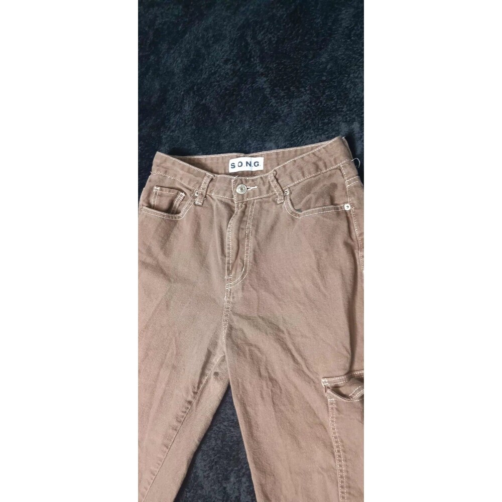 SONG Y2K 90s Boyfriend Cargo Utility Pants Juniors 5/27 Brown Gorpcore Cabincore - Picture 3 of 12